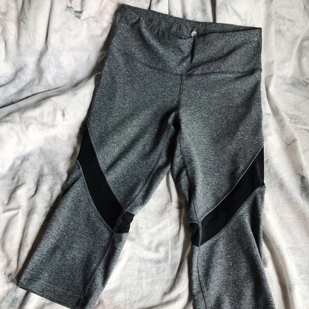 Grey, Black Mesh, Active, Workout Leggings